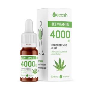 Ecosh D3 Vitamiin, 4000-IU tilk, kanepiõliga 10ml